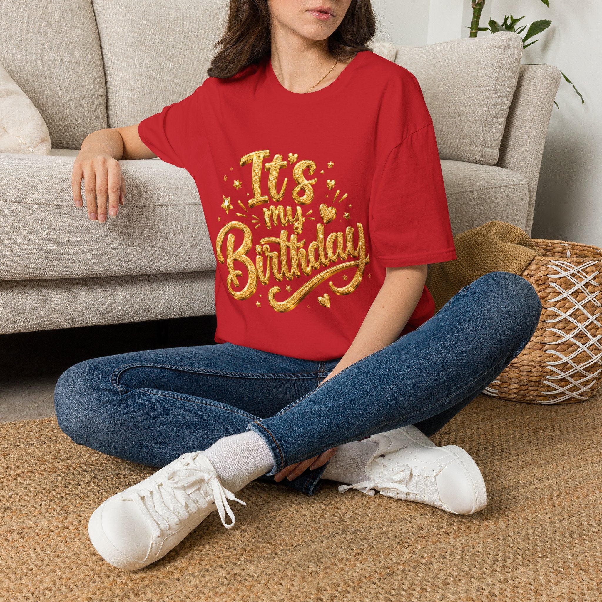 Birthday T-Shirt — "It's My Birthday" Gold Glitter Script Party Tee