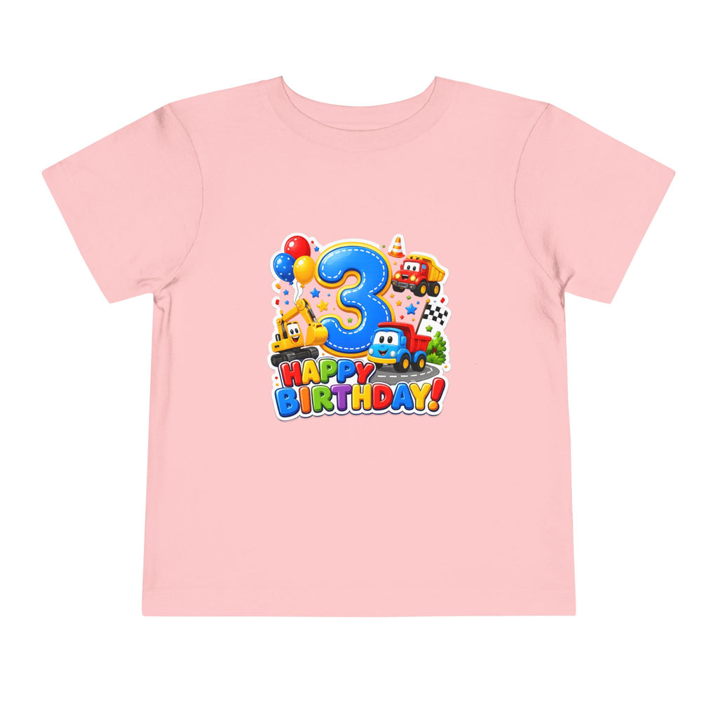 Toddler Birthday Tee — "3" Race Car Happy Birthday Shirt