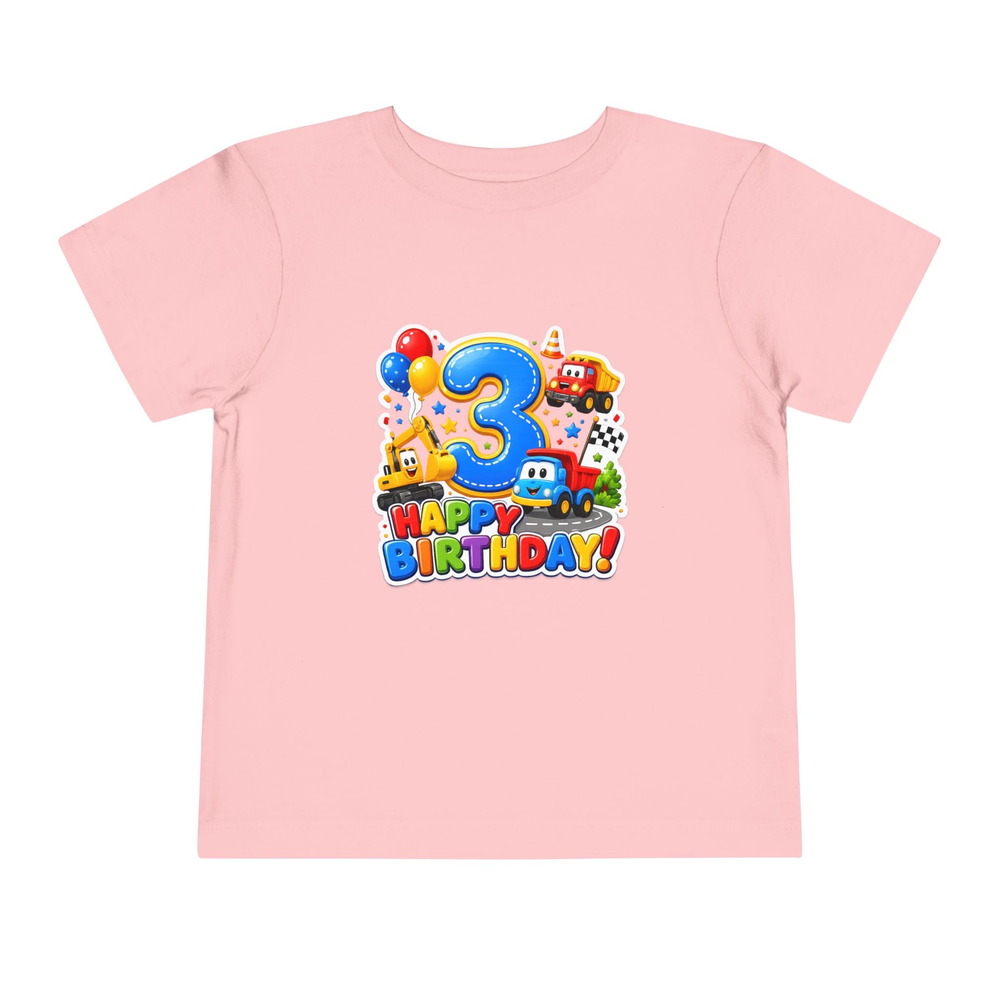 Toddler Birthday Tee — "3" Race Car Happy Birthday Shirt