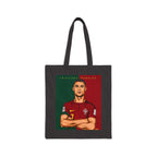 Soccer Star Portrait Tote Bag — Vintage Red & Green Portugal  legend  Illustration.