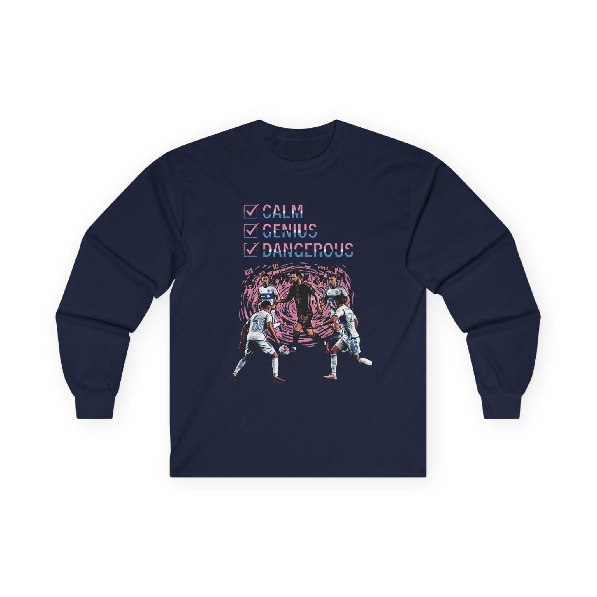 Long Sleeve Football Shirt – World Cup 2026 Fan Tee "Calm Dangerous Genius".