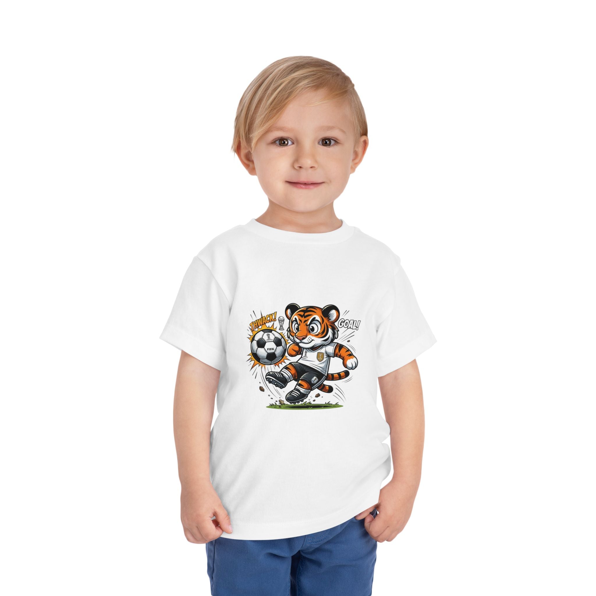 Toddler Soccer Tiger Tee — Cute Kicking Tiger Football Shirt for Kids