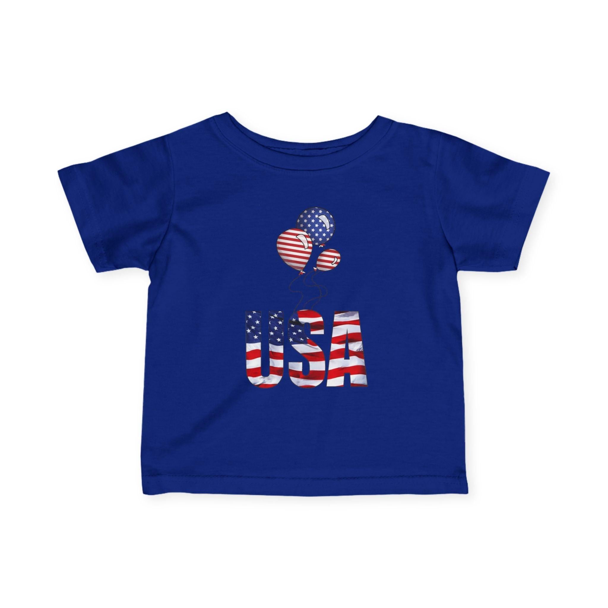 Infant Tee - USA Flag Balloons Graphic (Patriotic 4th of July Baby Shirt).