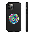 Matte Black iPhone Tough Cases 12 to 17 Pro Max  — "King of Pop Forever" Retro Pop Art Phone Case.