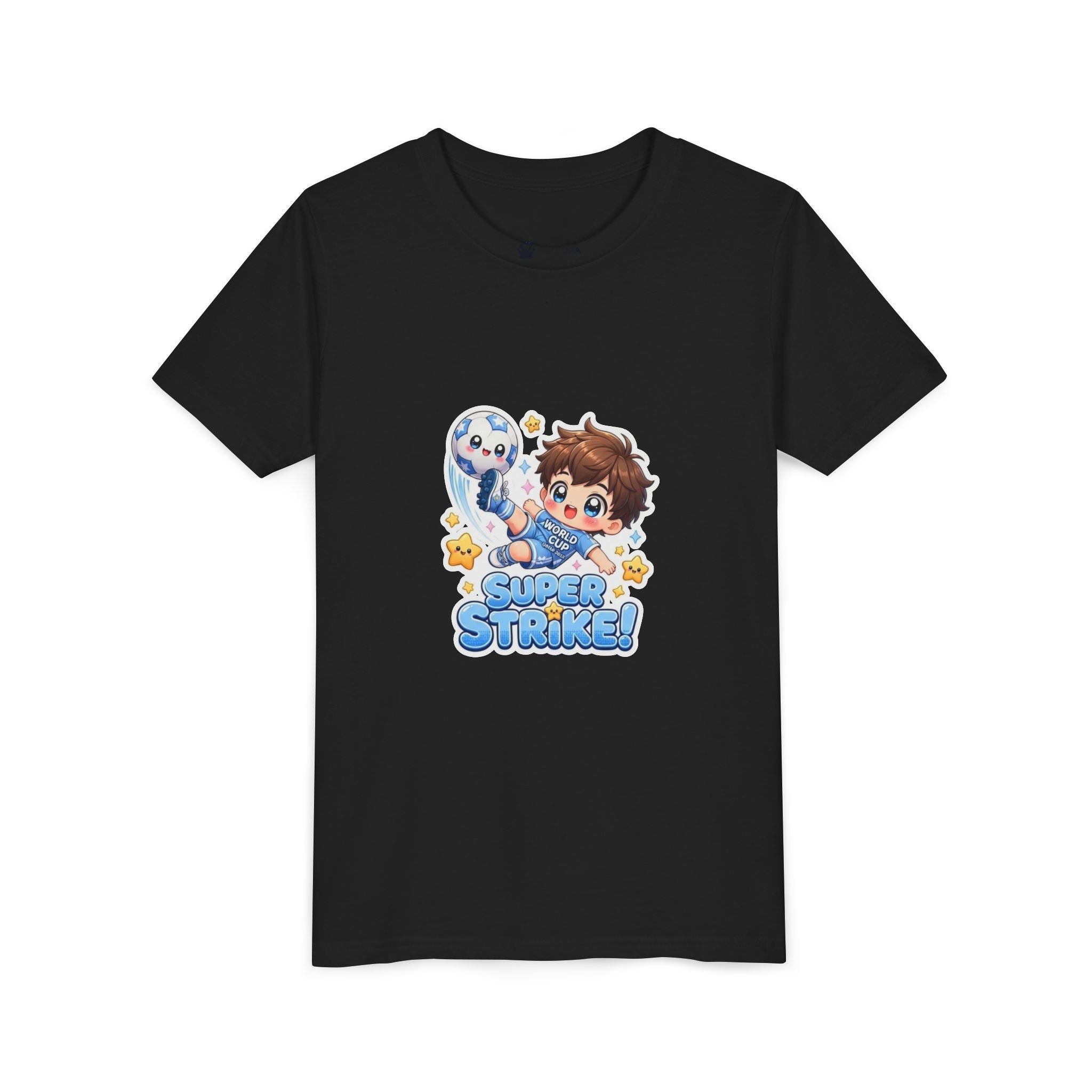 Youth Tee - Cute 'Super Strike!' Soccer Boy Graphic