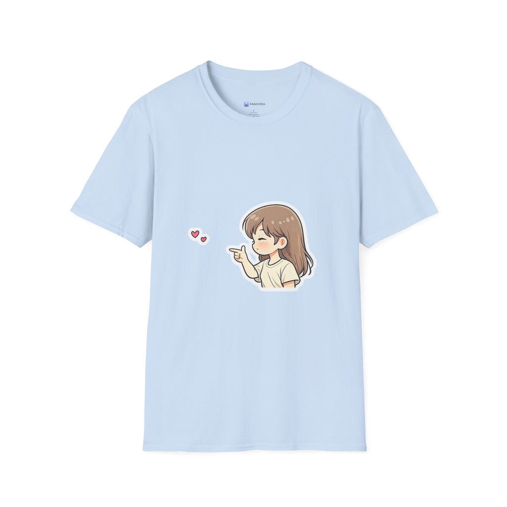 Kawaii Girl Blowing Hearts T-Shirt — Cute Anime Graphic Tee