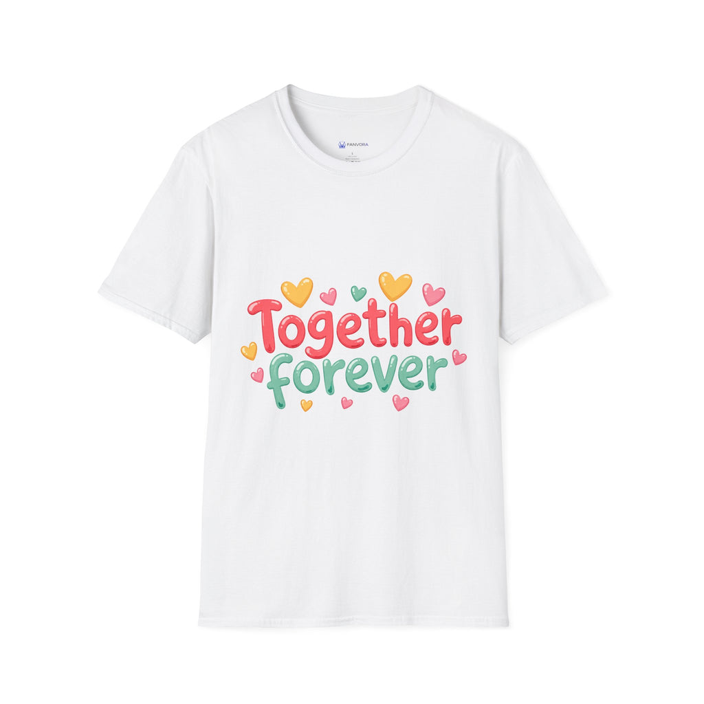 T-Shirt — "Together Forever" Cute Heart Couple Graphic Tee