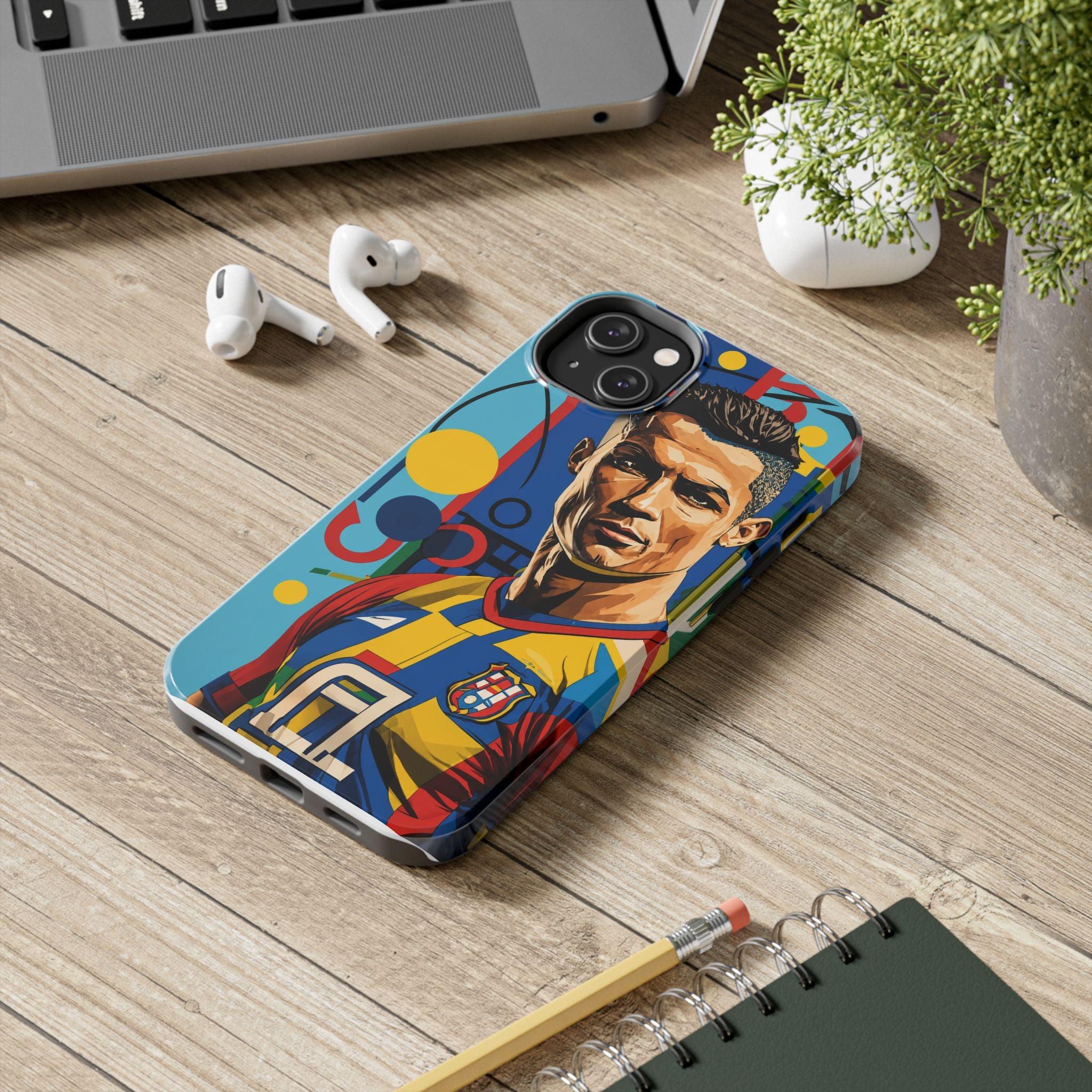 Portugal  legend Pop Art Tough Phone Case — Colorful Soccer Legend Protective Cover.