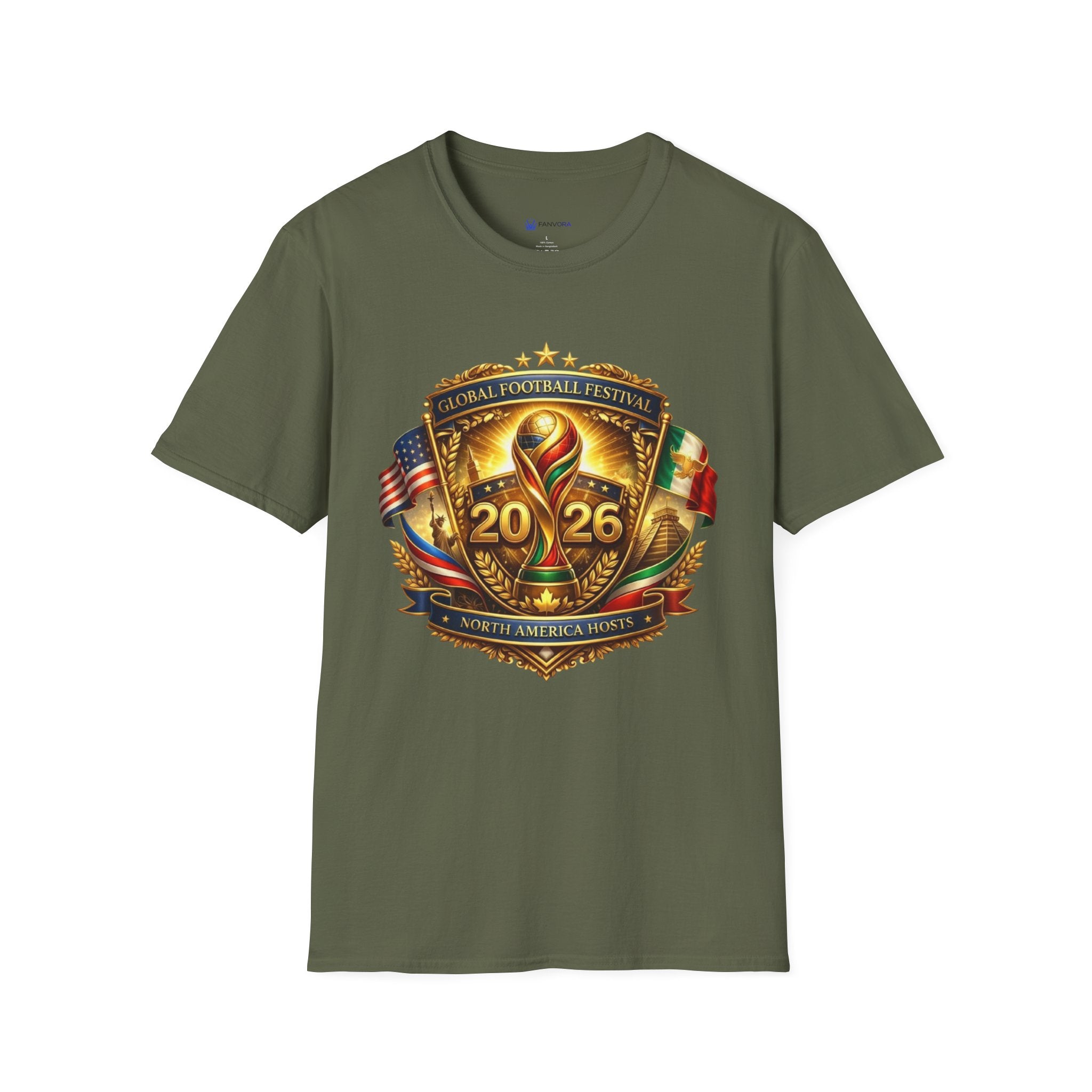 2026 Global Football Festival T-Shirt — Style Soccer Tee with USA & Mexico Flags