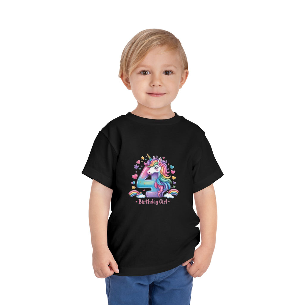4th Birthday Unicorn Toddler Tee — "Birthday Girl"