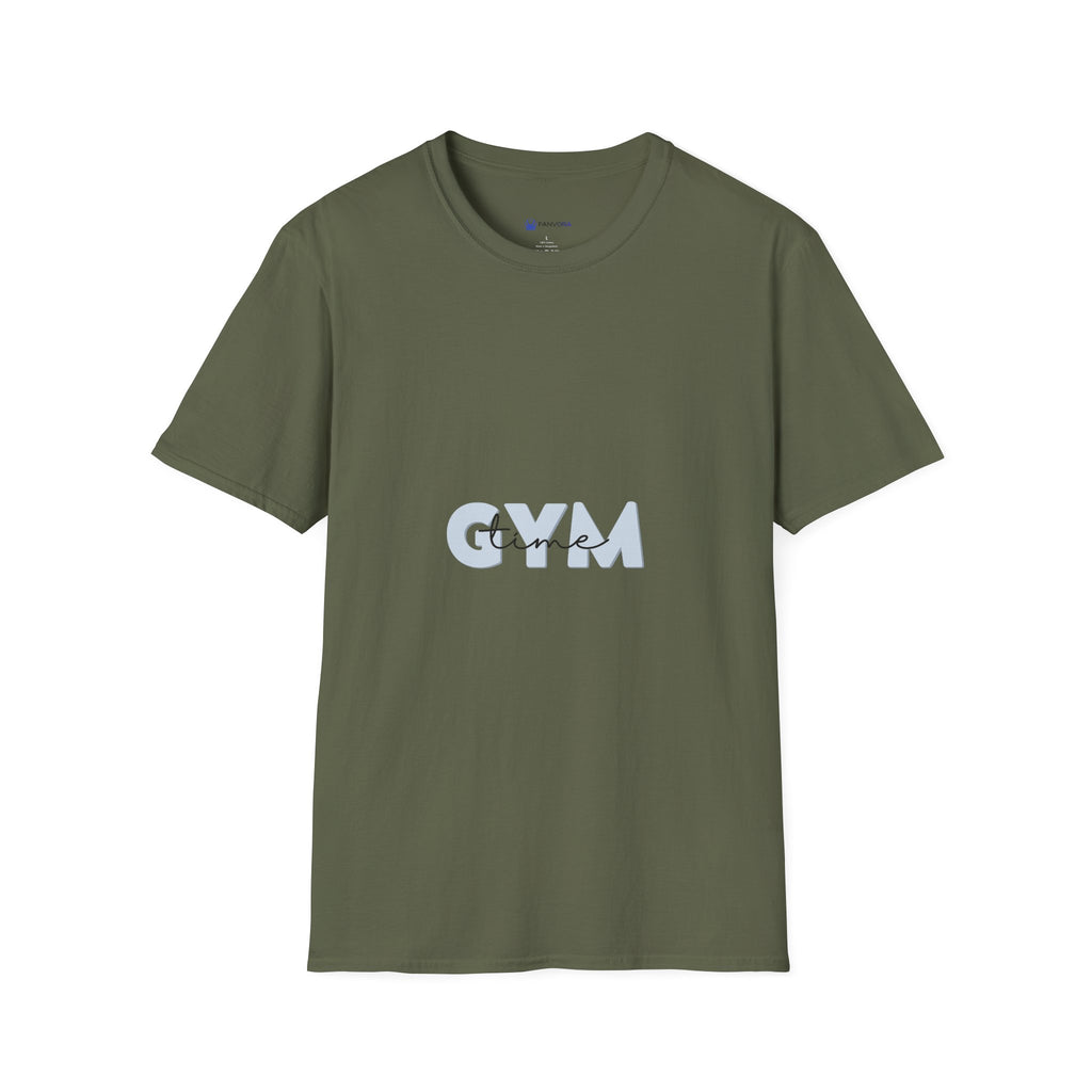 Gym Vibes T‑Shirt — Minimal Light Blue 'GYM' Graphic Tee