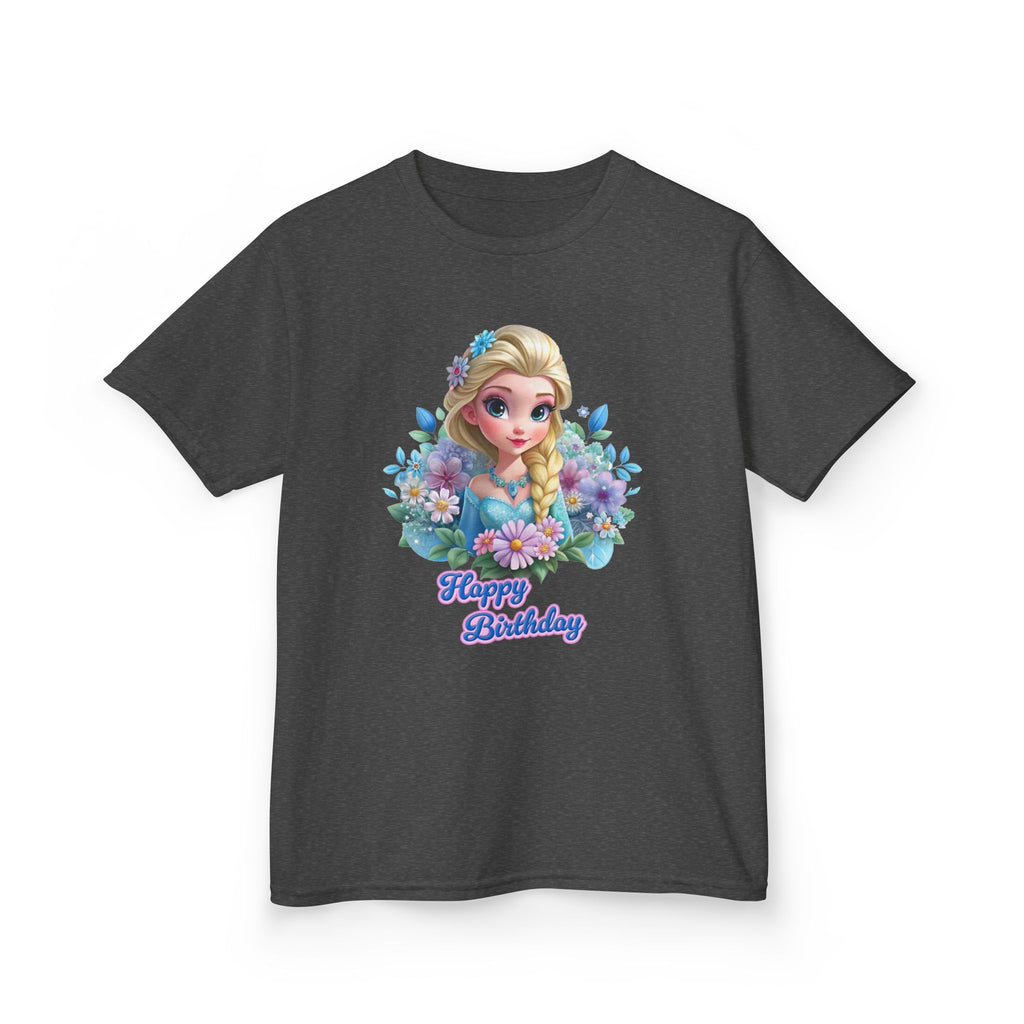 Kids Tee — 'Happy Birthday' Princess Floral Design