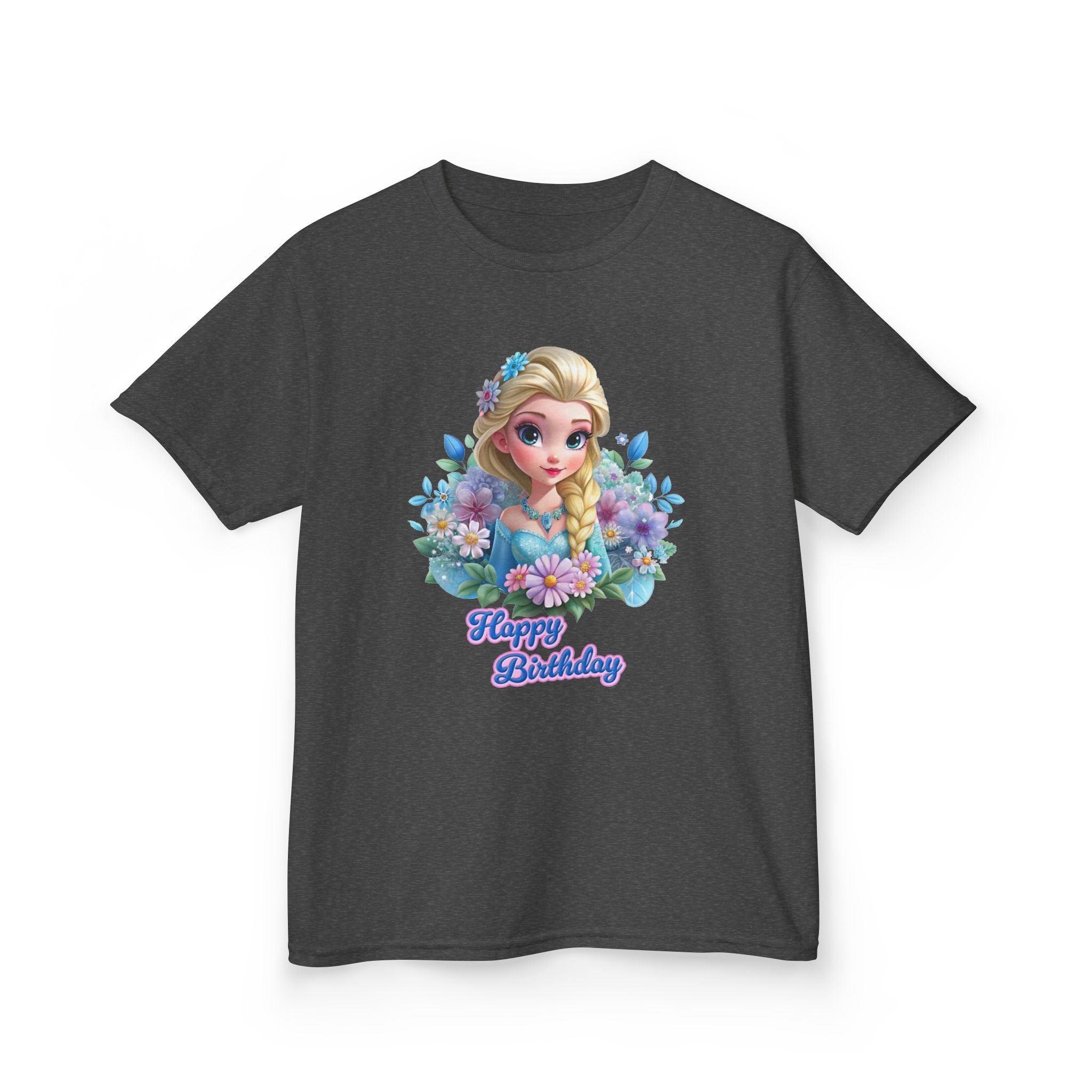 Kids Tee — 'Happy Birthday' Princess Floral Design