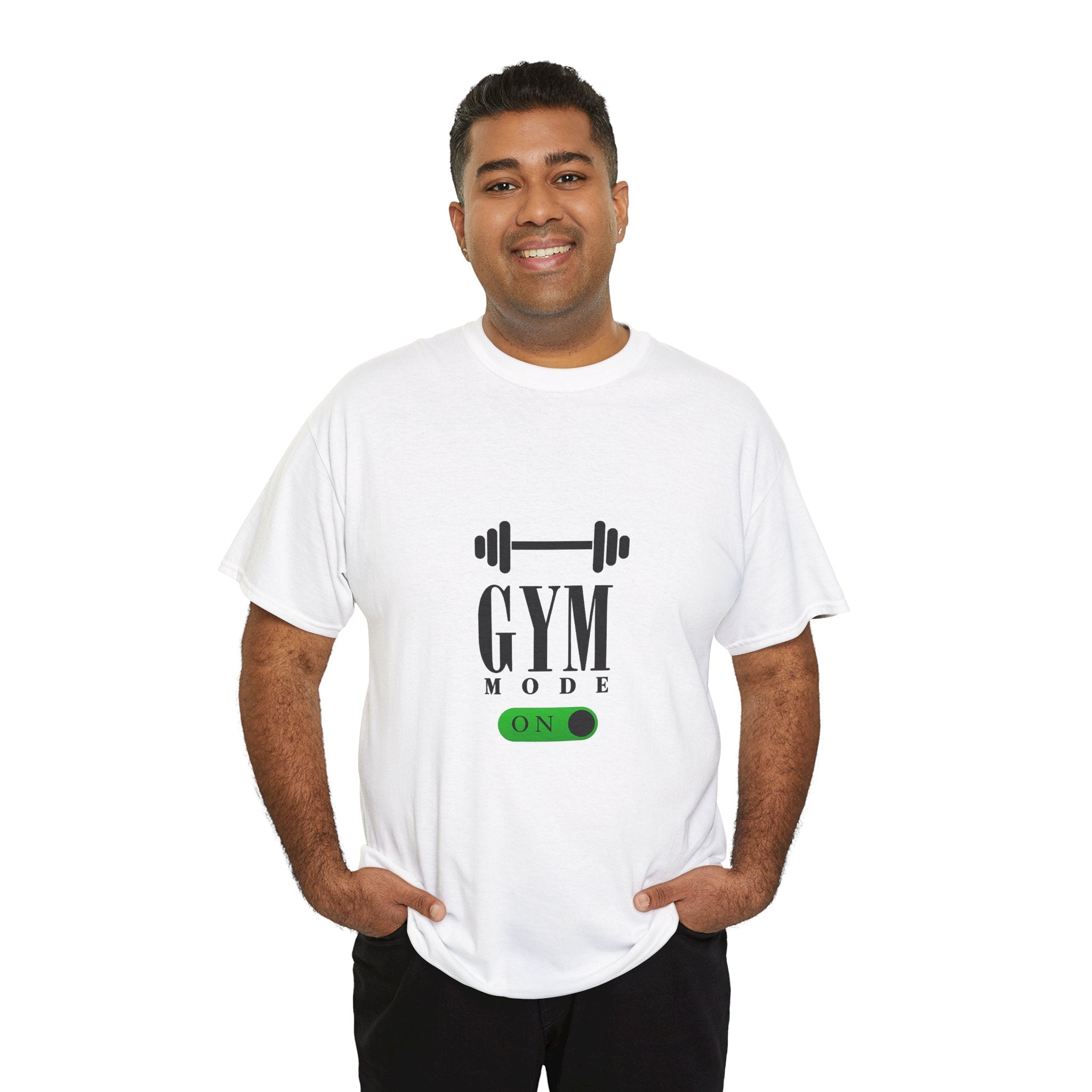 Gym Mode On T-Shirt — Workout Tee with Barbell Graphic