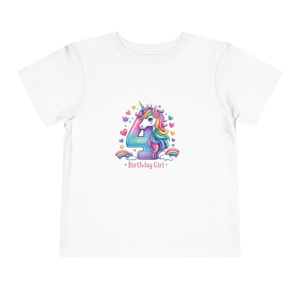 4th Birthday Unicorn Toddler Tee — "Birthday Girl"