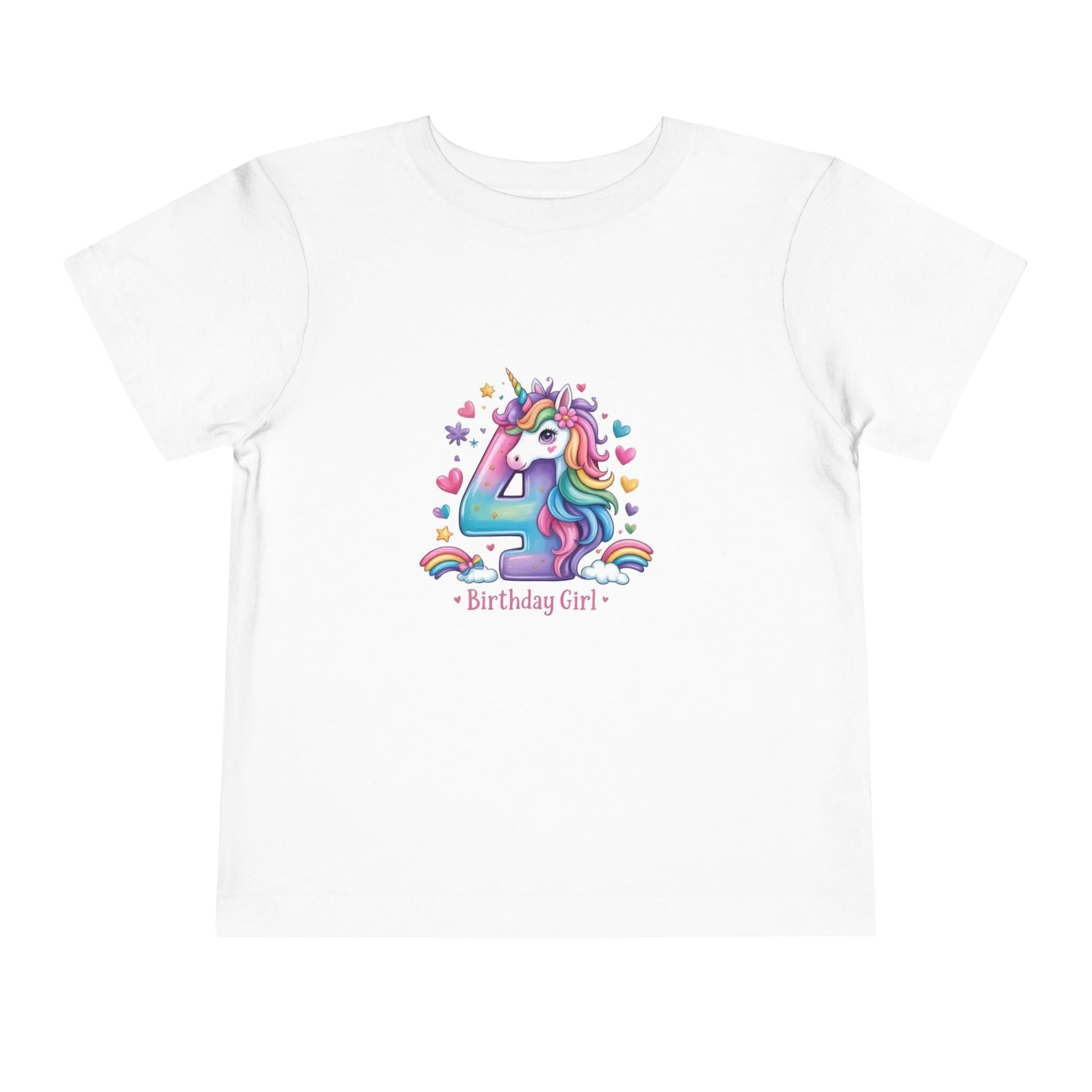 4th Birthday Unicorn Toddler Tee — "Birthday Girl"