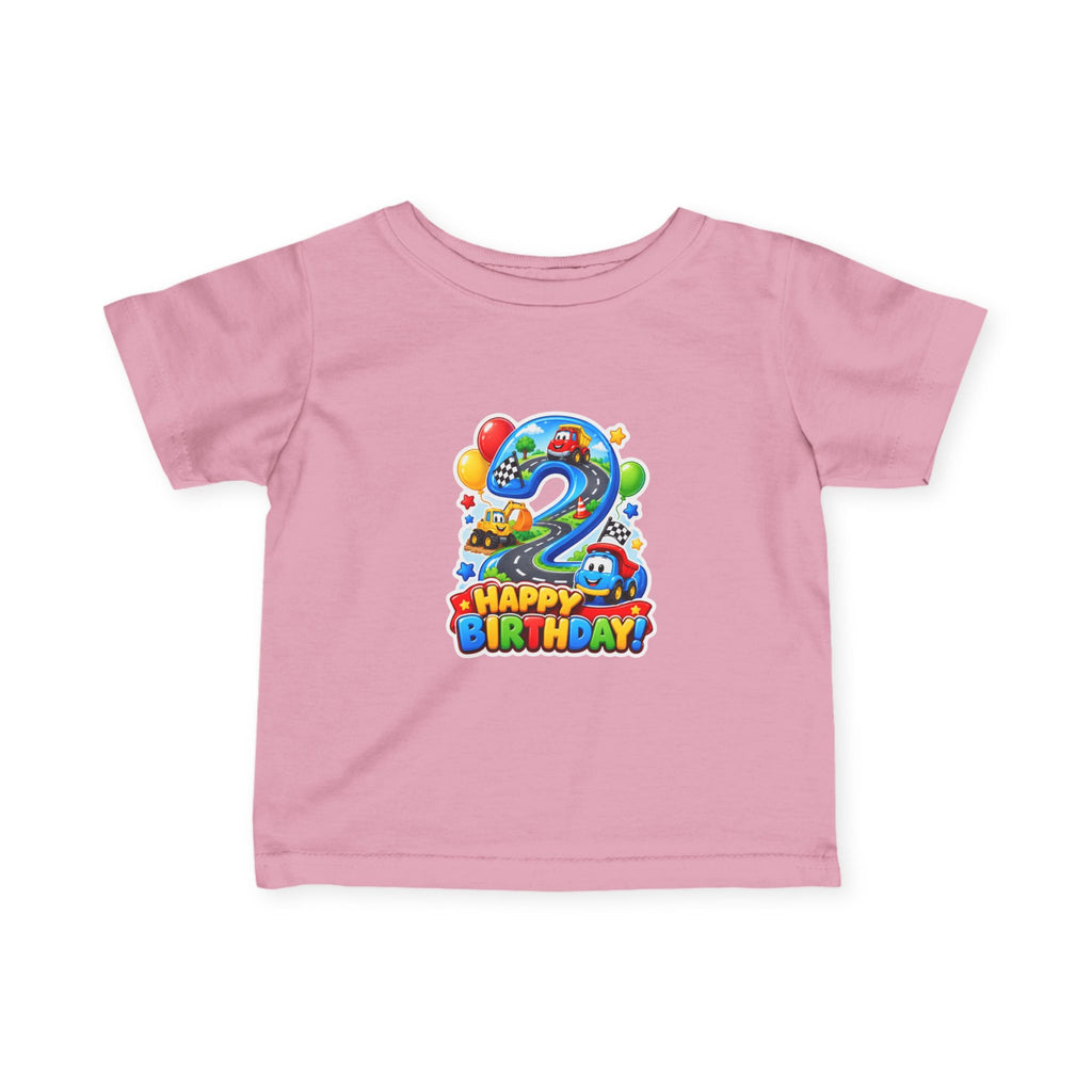 Toddler 2nd Birthday Tee – Colorful Balloon & Race Car "Happy Birthday" Shirt