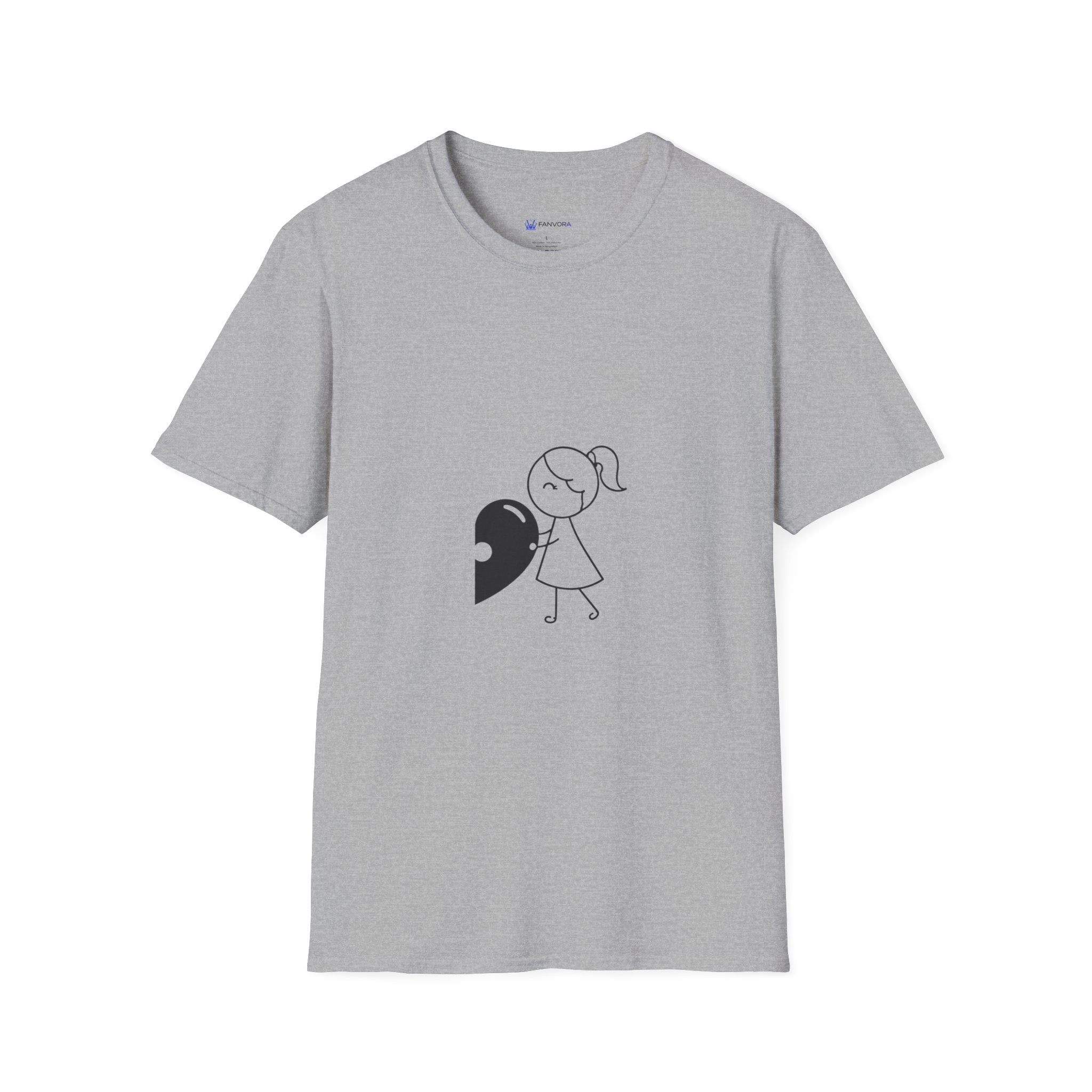 T-Shirt — Minimal Cute Girl Holding Heart Graphic Tee
