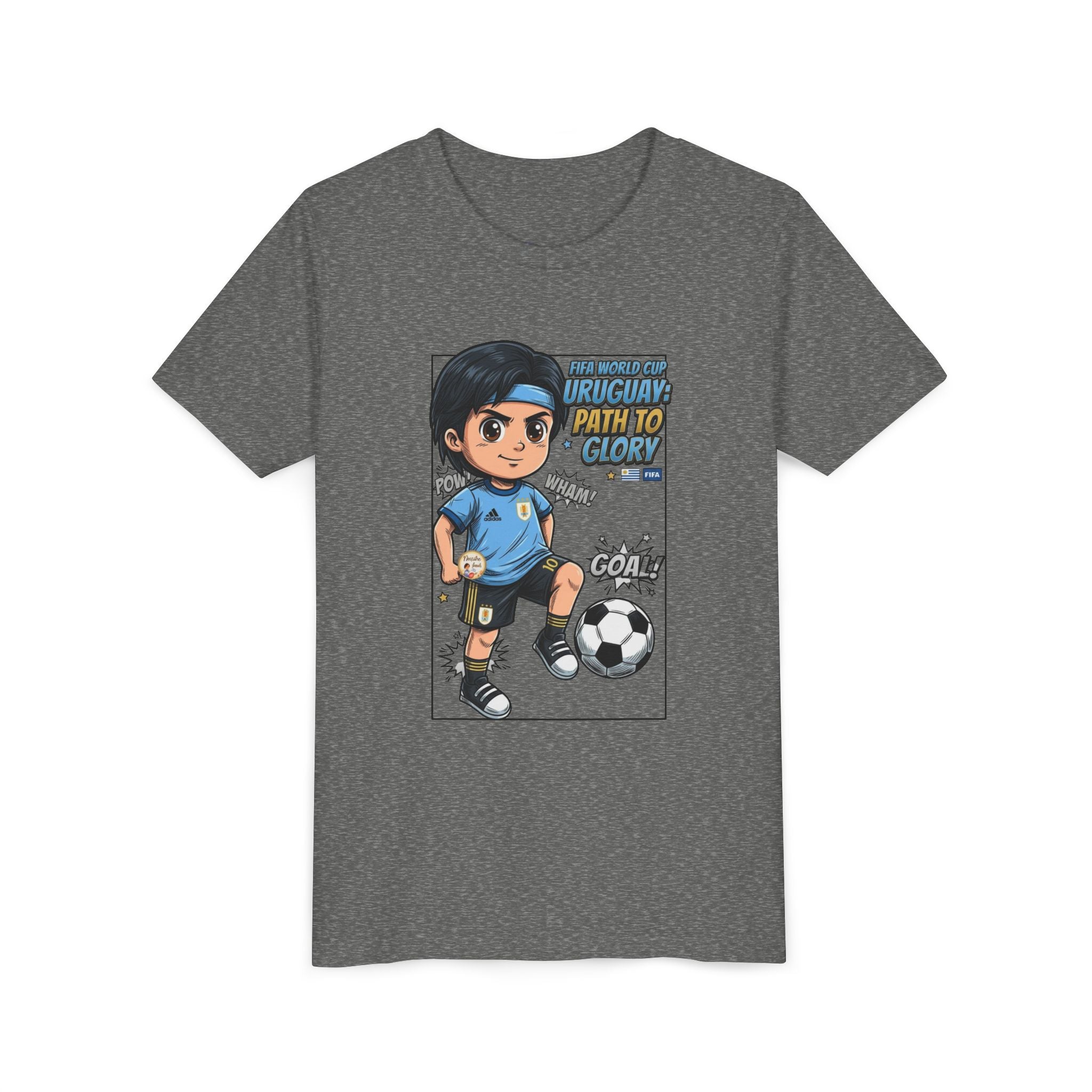 Youth Soccer Tee – Cute Cartoon Player "Ready to Score" Kids Jersey