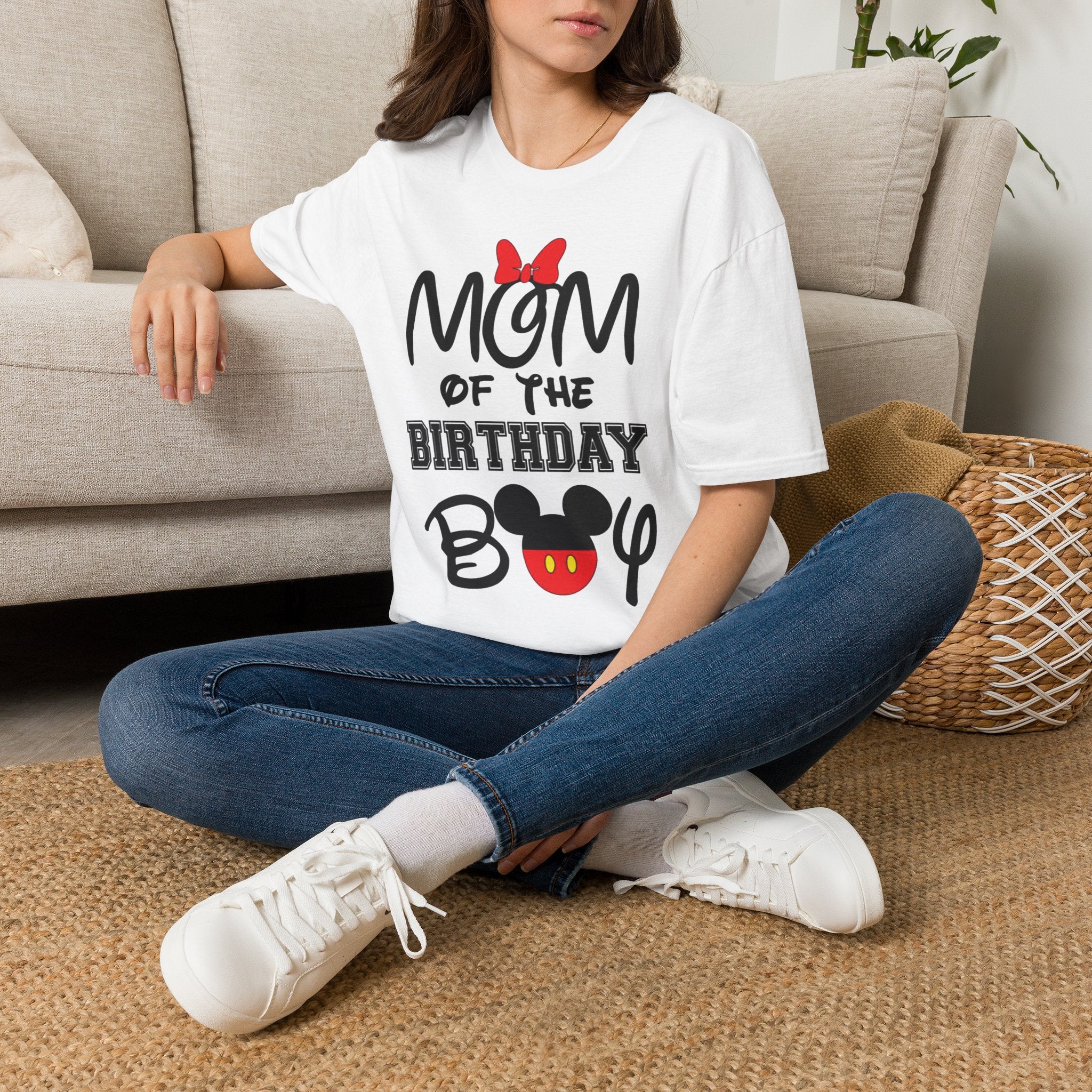 Mom of the Birthday Boy T-Shirt — Cute Minnie/Mickey Theme Disney Birthday Tee