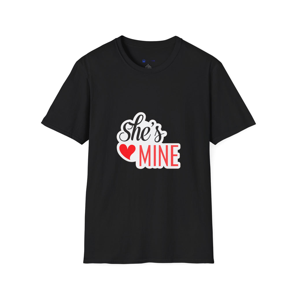 She's Mine T-Shirt — Cute Couples Heart Graphic Tee