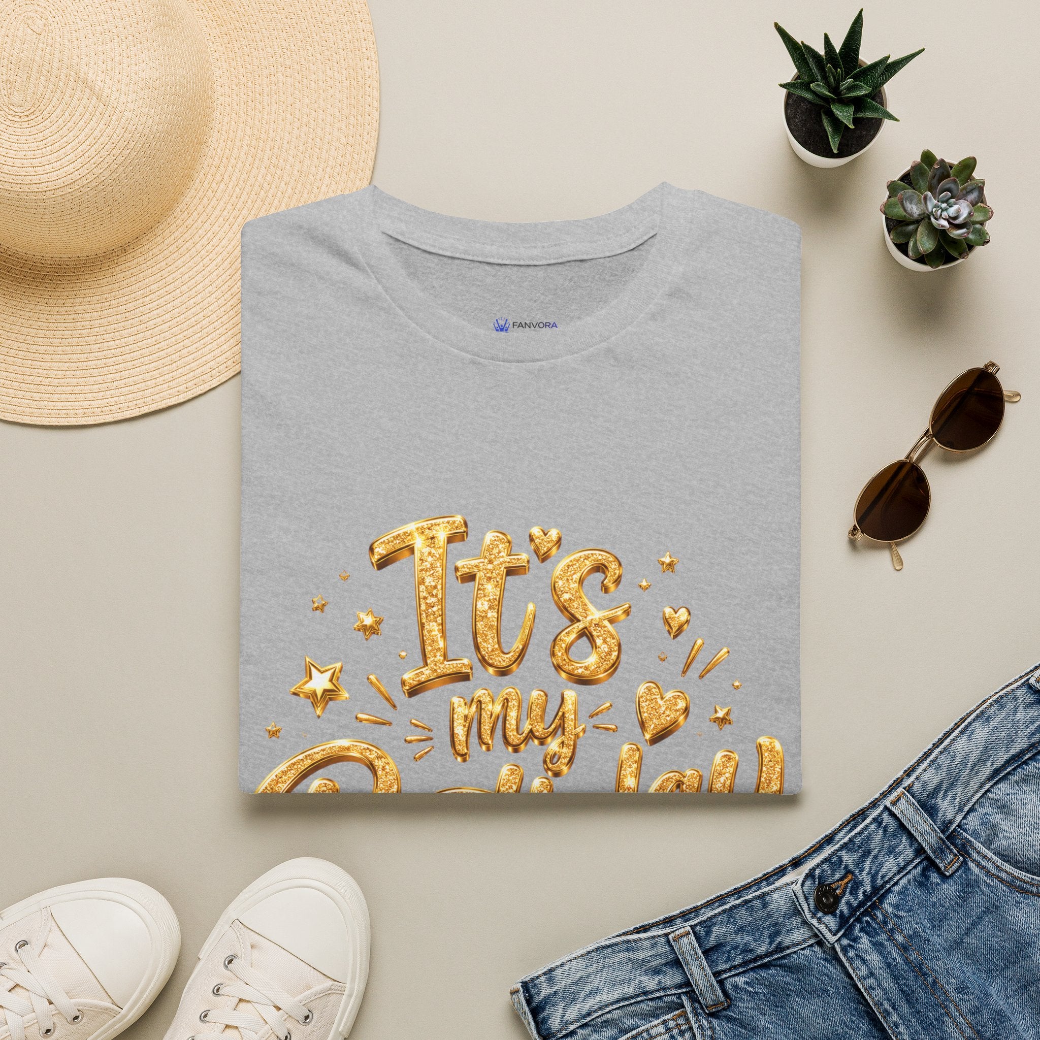 Birthday T-Shirt — "It's My Birthday" Gold Glitter Script Party Tee