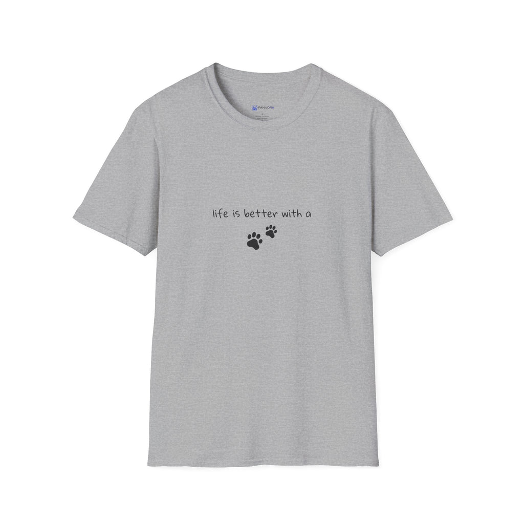 Pet Lover T‑Shirt — "Life Is Better With a" Paw Print Tee