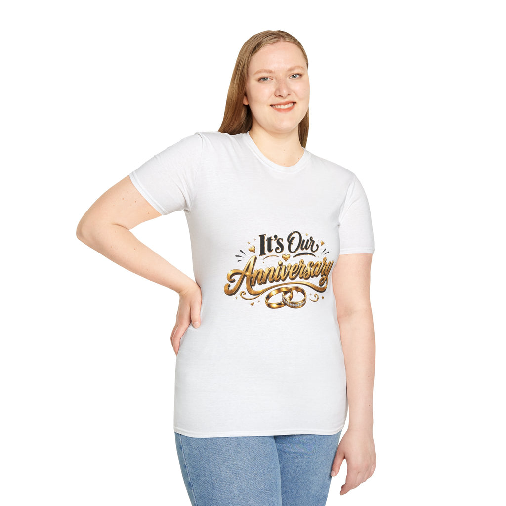 Anniversary T-Shirt — "It's Our Anniversary" Gold Script Tee