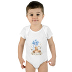 Baby Bodysuit - Blue Teddy Bear with Balloons "Happy Birthday" Infant Onesie