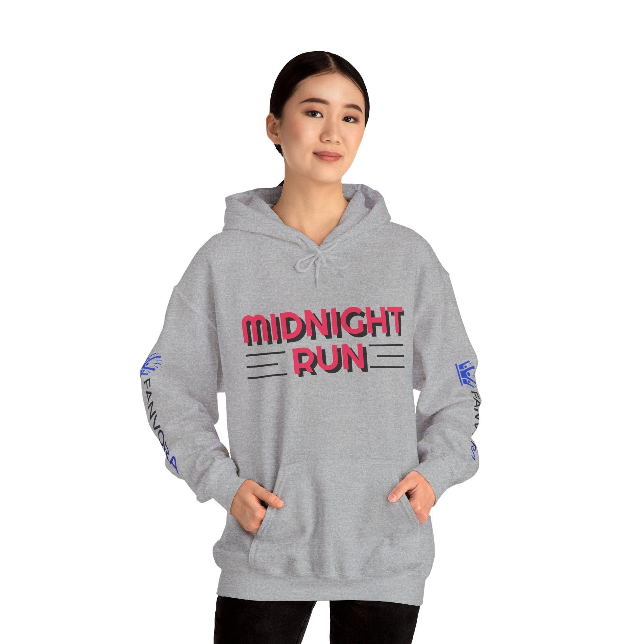 Unisex Midnight Run Hoodie — Retro Palm Beach Graphic Hooded Sweatshirt.