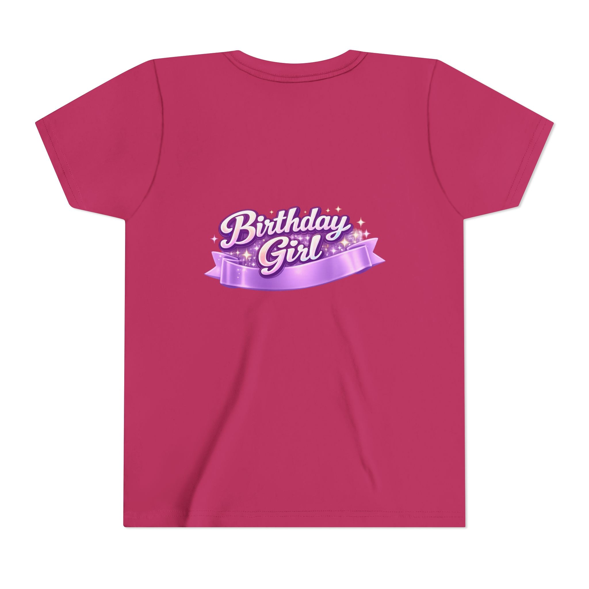Girls' 5th Birthday Tee - 'Happy Birthday' Glitter Stars Design