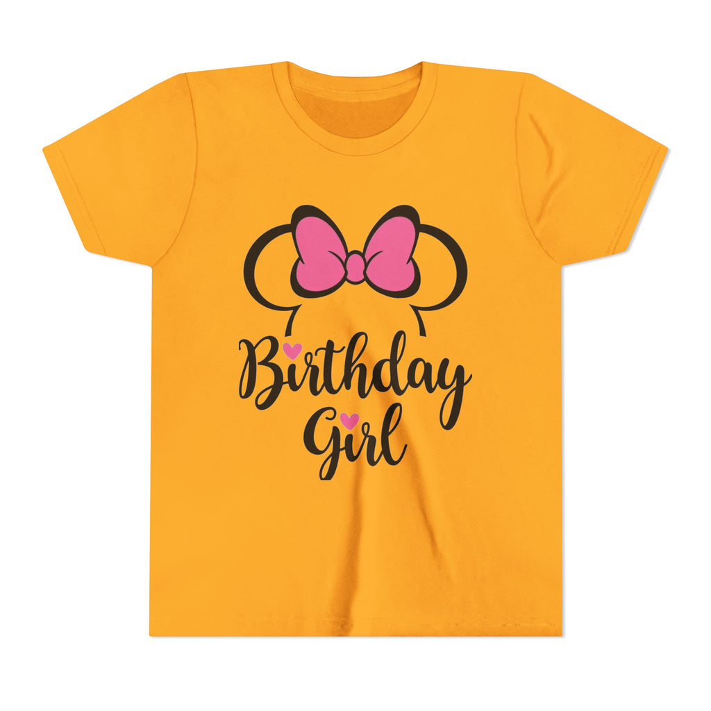Birthday Girl Youth Tee — Pink Bow Party Shirt for Girls