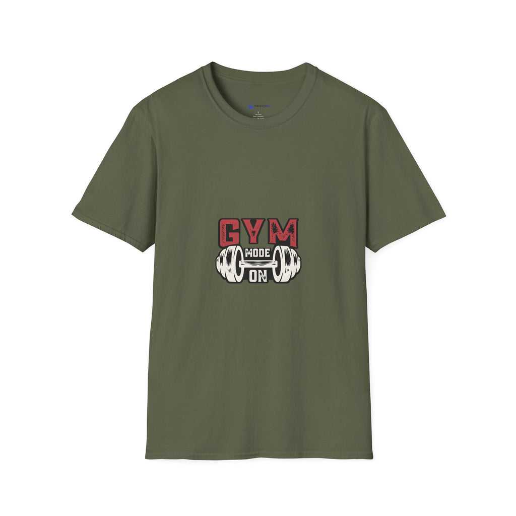 Gym Mode T-Shirt — Fitness Workout Tee with Dumbbell Graphic