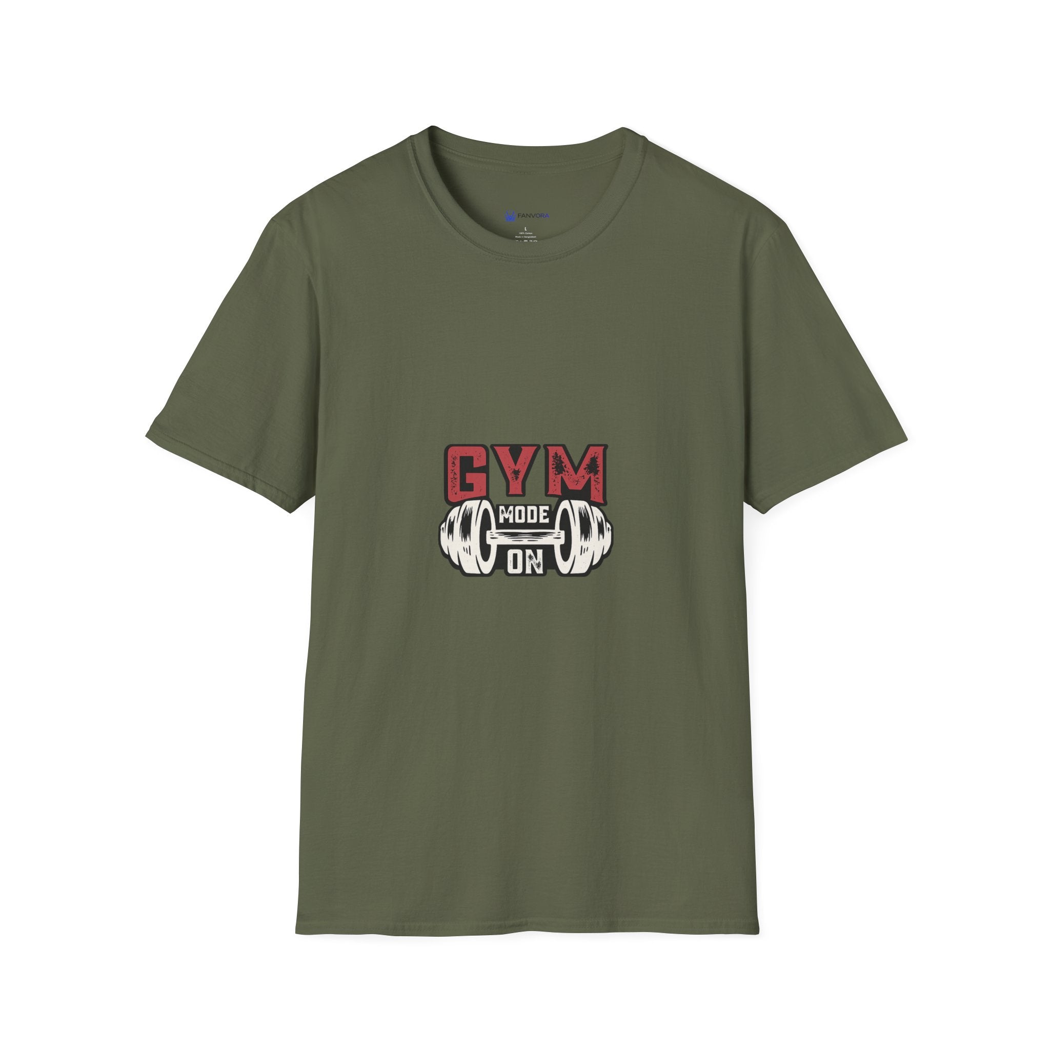 Gym Mode T-Shirt — Fitness Workout Tee with Dumbbell Graphic