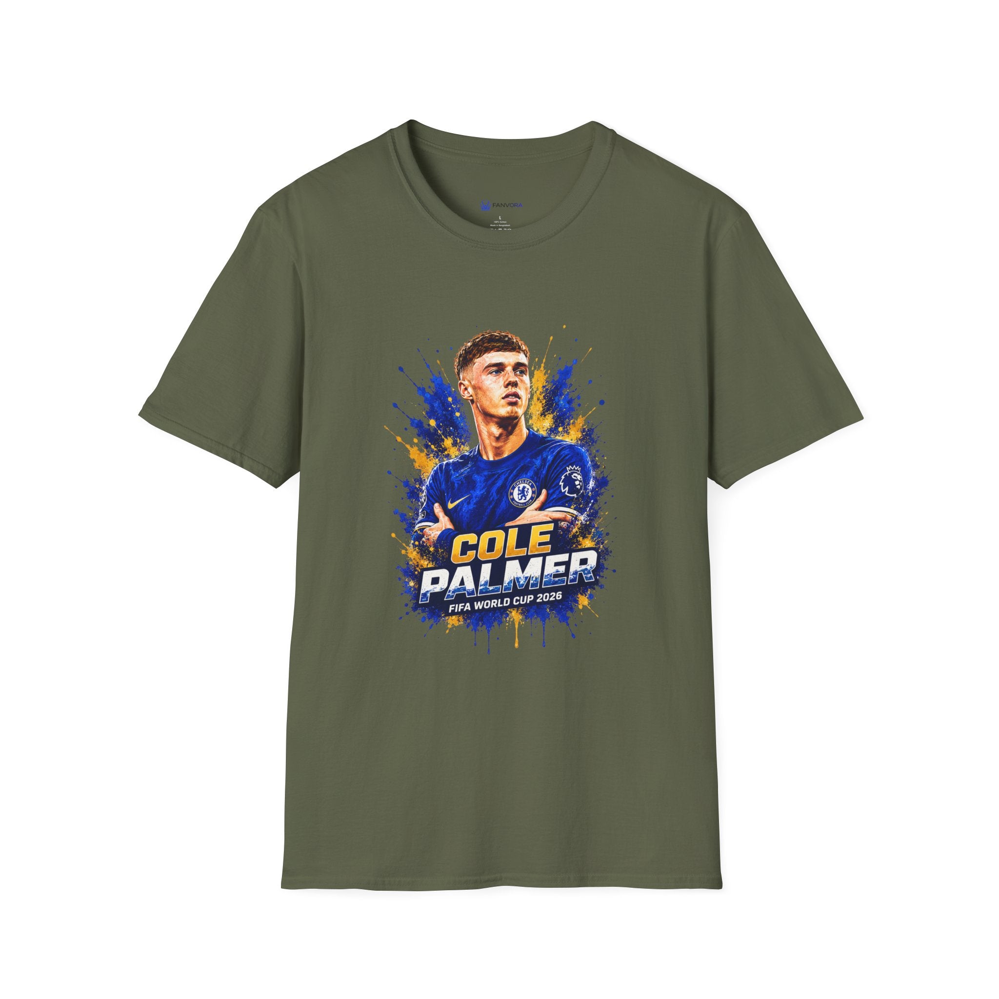 Soccer Player Graphic T-Shirt — 'England Legend' Blue Splash Design