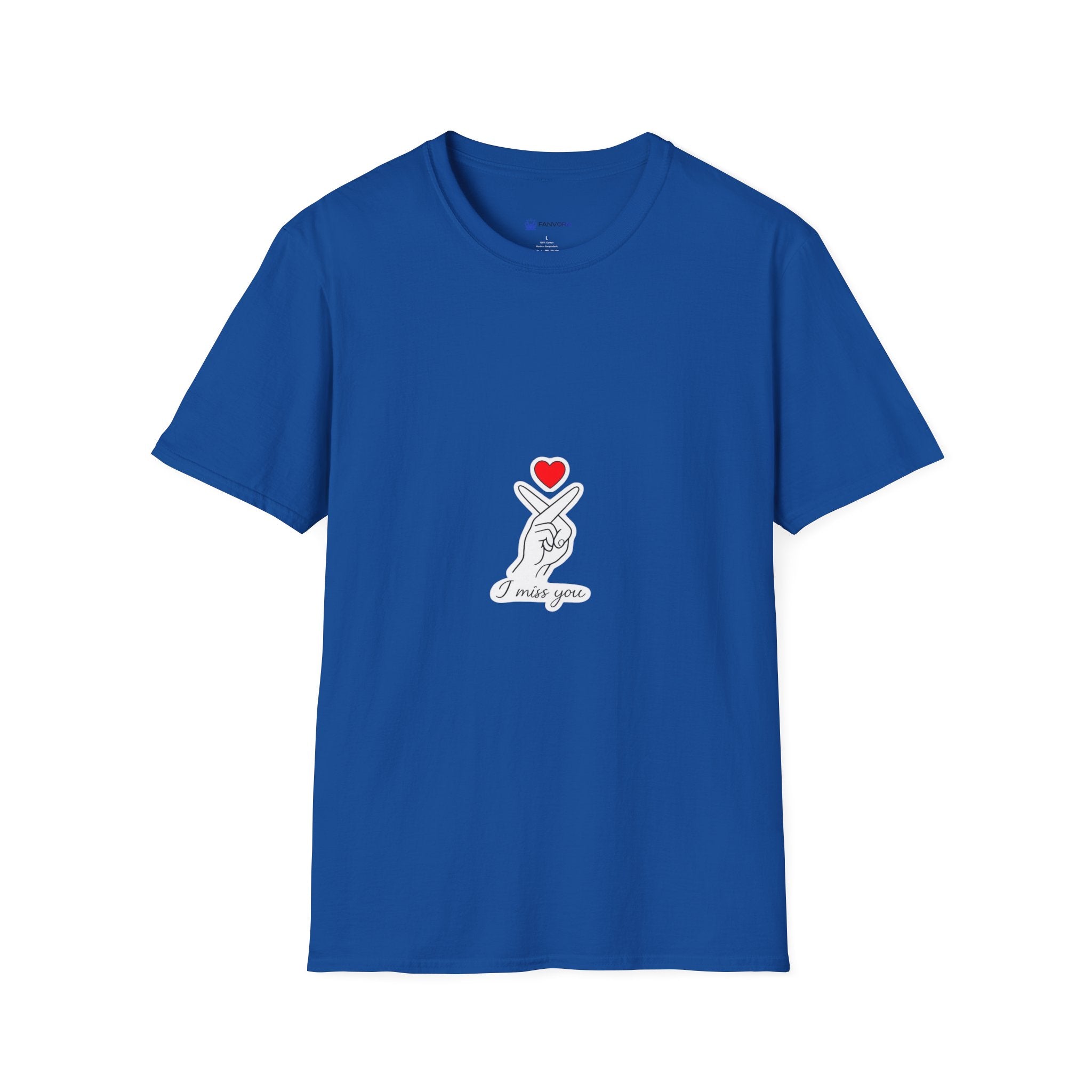 Korean Finger Heart T‑Shirt – I Miss You Minimalist Graphic Tee