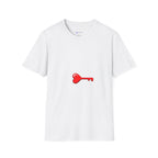 Heart Key T-Shirt — Minimal Red Key Heart Graphic Tee