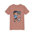 Youth Soccer Tee – Cute Cartoon Player "Ready to Score" Kids Jersey