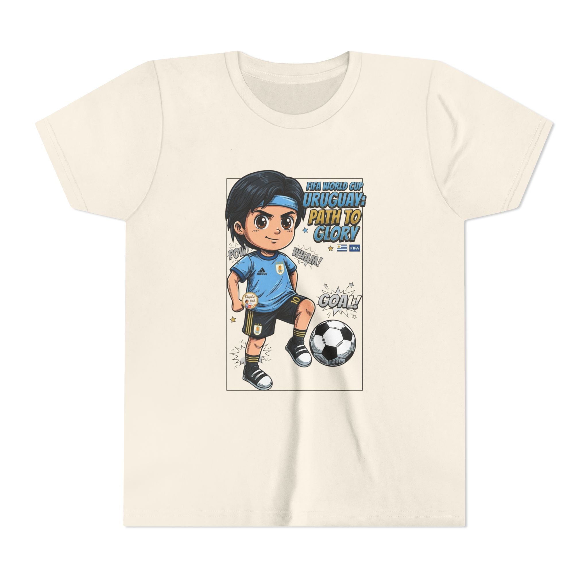Youth Soccer Tee – Cute Cartoon Player "Ready to Score" Kids Jersey