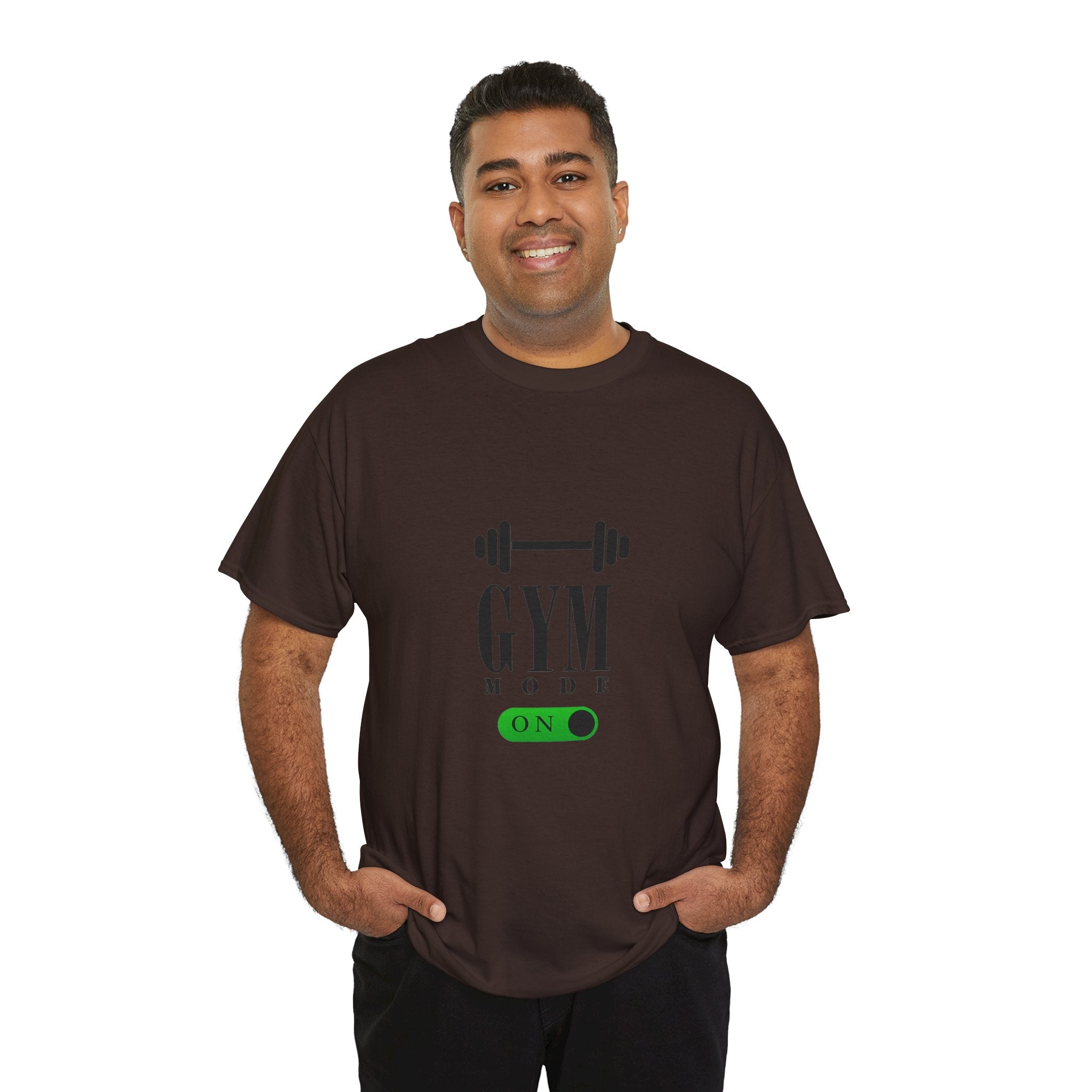 Gym Mode On T-Shirt — Workout Tee with Barbell Graphic