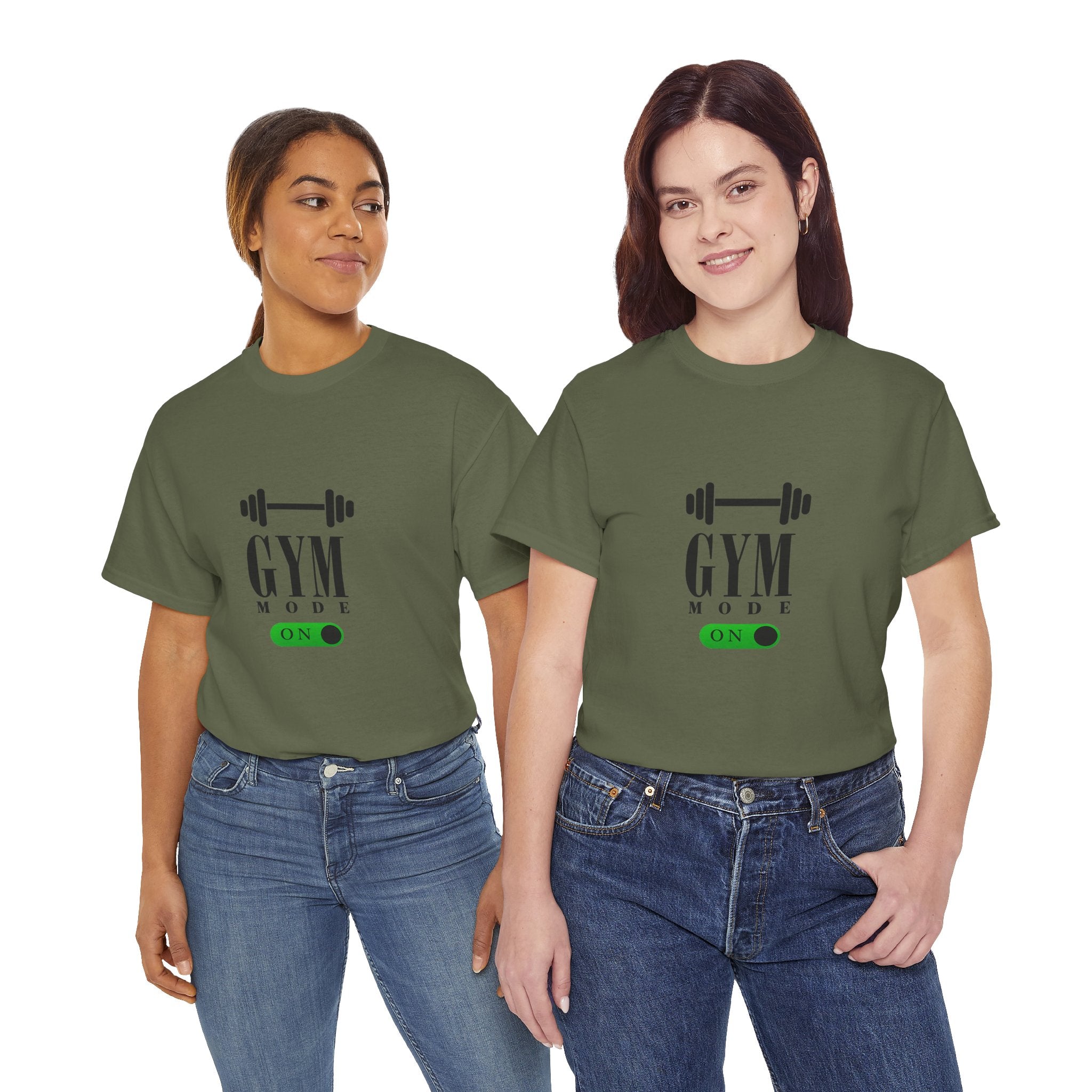 Gym Mode On T-Shirt — Workout Tee with Barbell Graphic