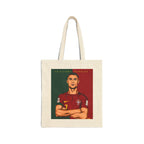 Soccer Star Portrait Tote Bag — Vintage Red & Green Portugal  legend  Illustration.