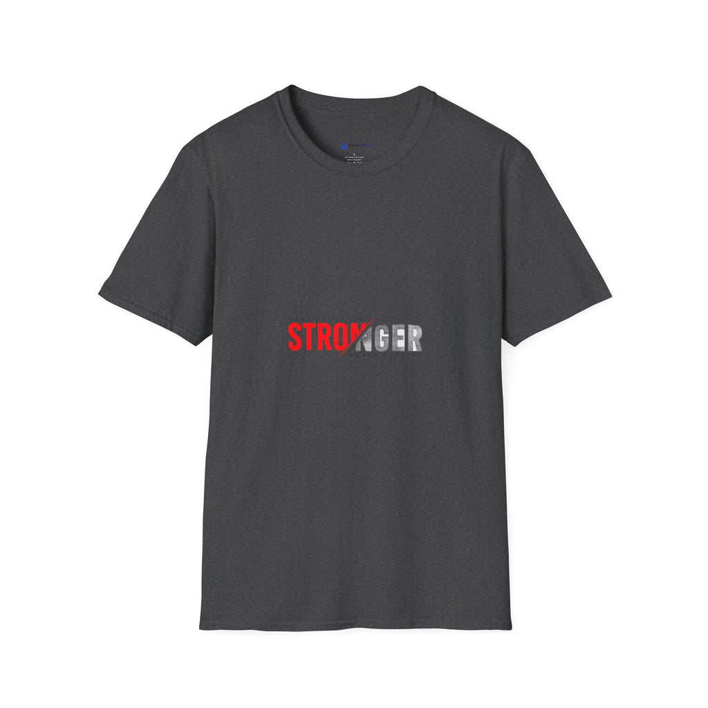 Stronger Split-Text Graphic T-Shirt — Inspirational 'STRONGER' Fitness Tee