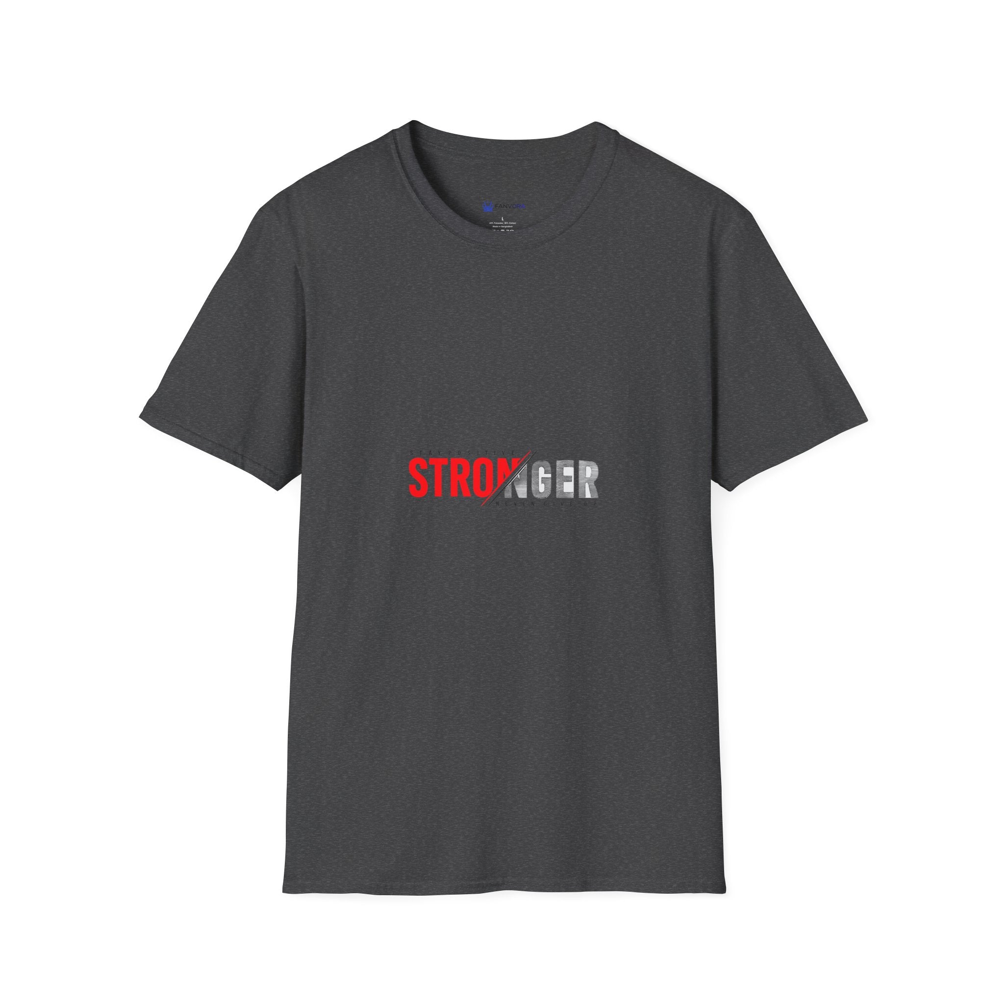 Stronger Split-Text Graphic T-Shirt — Inspirational 'STRONGER' Fitness Tee