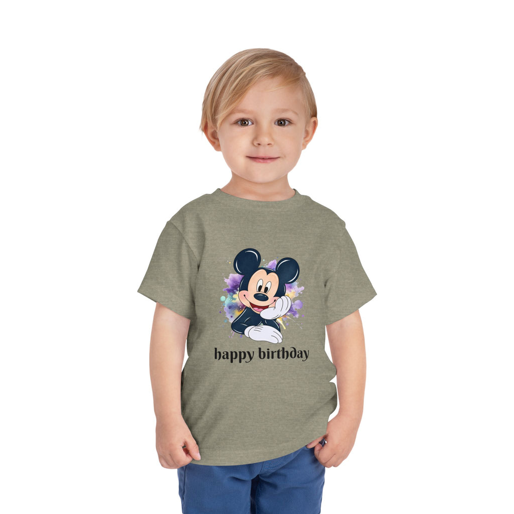 Toddler Tee — Cute Mickey "happy birthday" Birthday Shirt for Kids