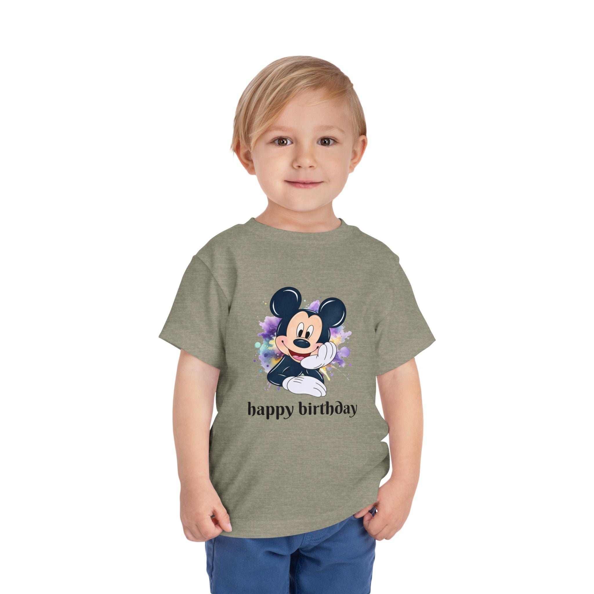 Toddler Tee — Cute Mickey "happy birthday" Birthday Shirt for Kids