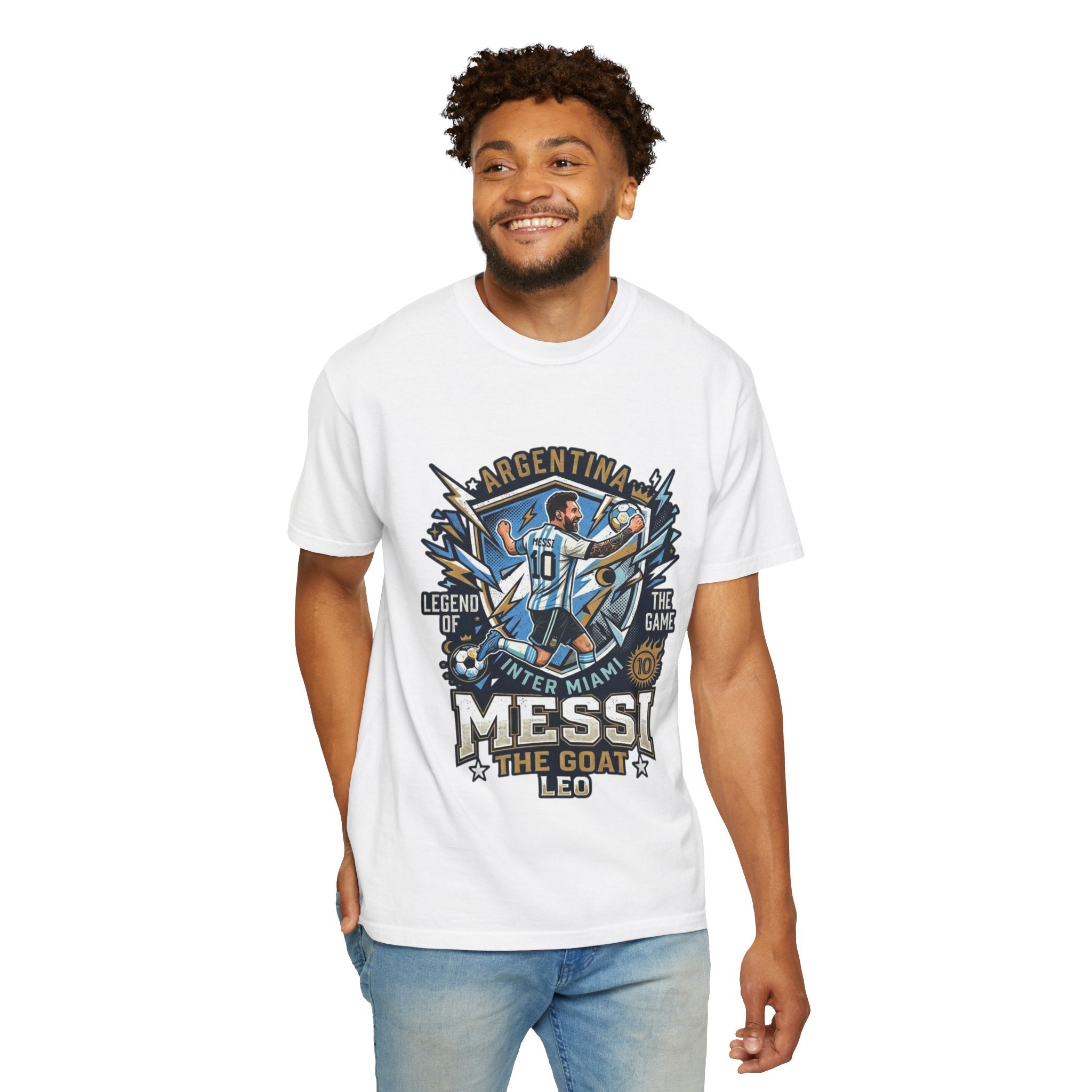 Messi "The GOAT" Soccer T-Shirt - Argentina Fan Version
