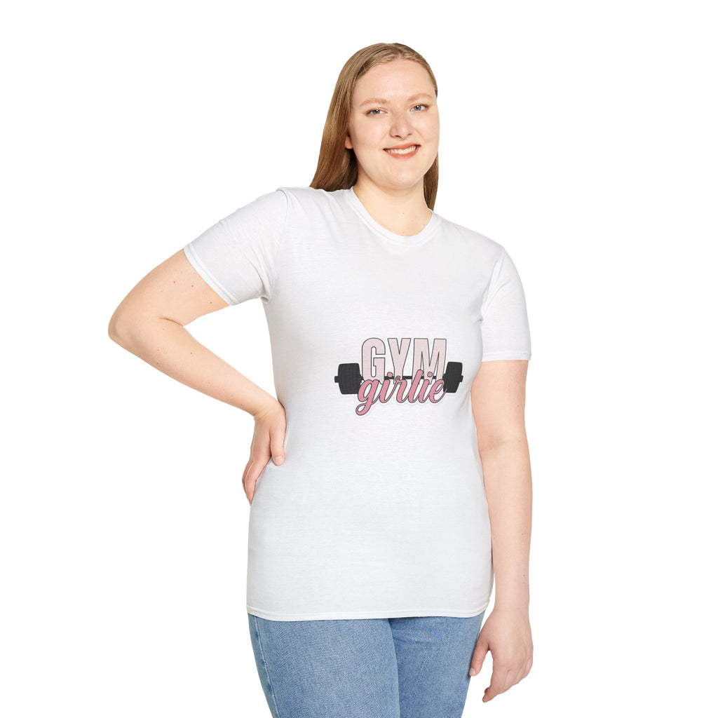 Gym Girlie T-Shirt — Women’s Fitness Tee with Barbell Graphic