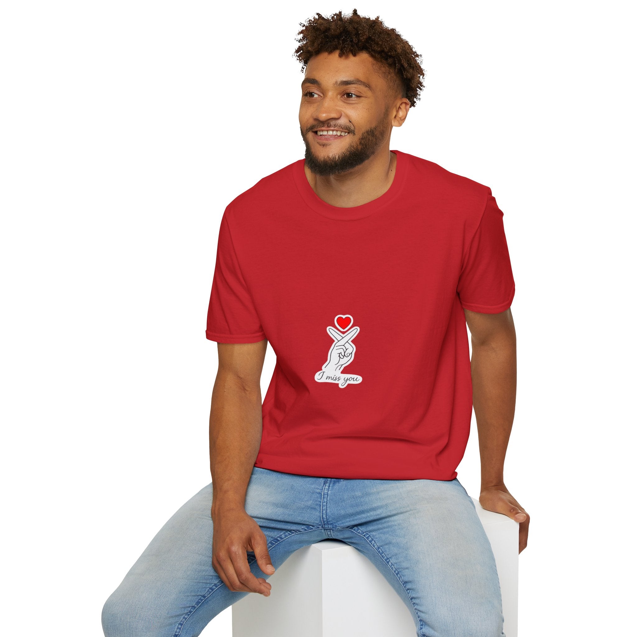 Korean Finger Heart T‑Shirt – I Miss You Minimalist Graphic Tee