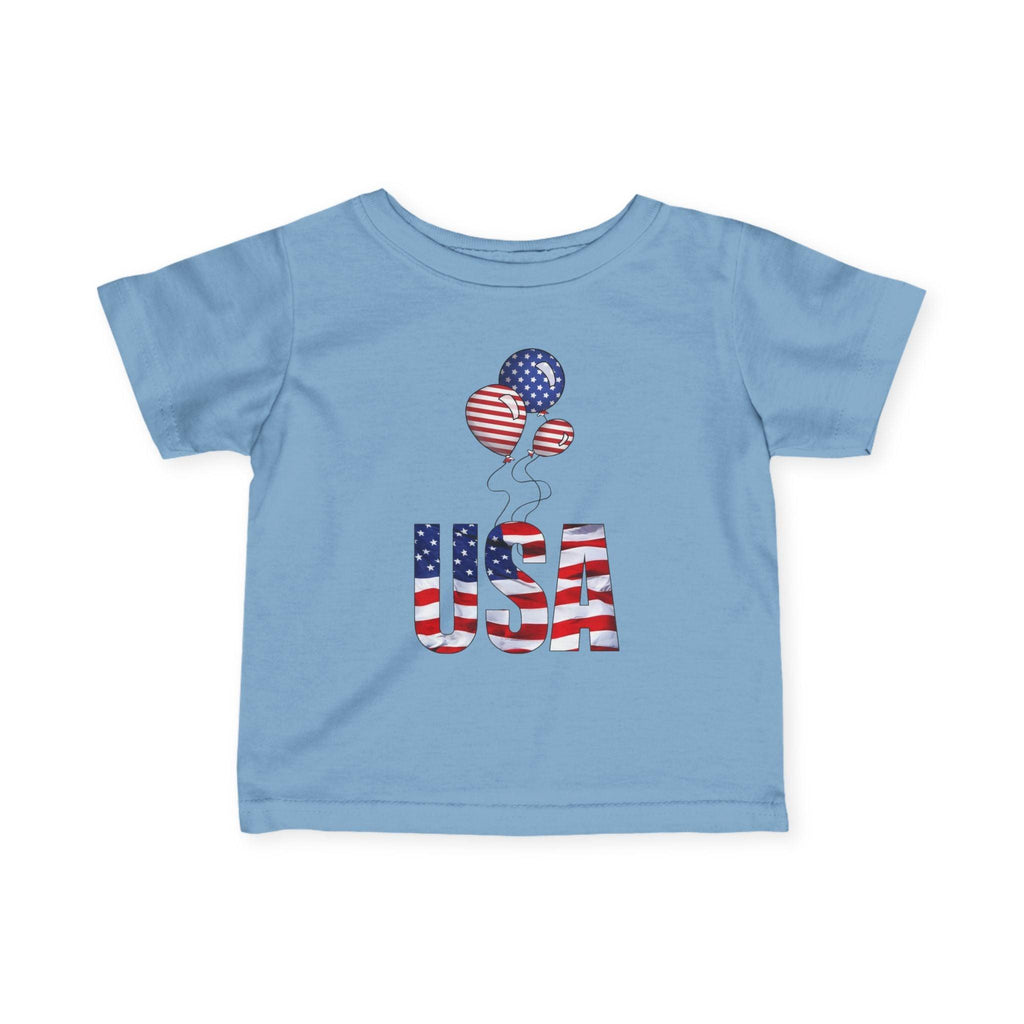 Infant Tee - USA Flag Balloons Graphic (Patriotic 4th of July Baby Shirt).
